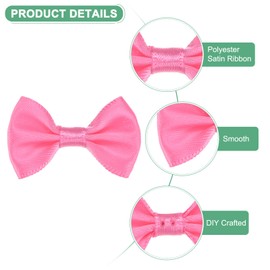 M METERXITY 60-Pack Mini Craft Ribbon Bow 1.5x1 Inch Checkered Fabric Satin Ribbon Bows Boutique for Craft DIY/Treat Bags/Hair Bow Sewing/Wedding/Party/Christmas [Light Rose Red]