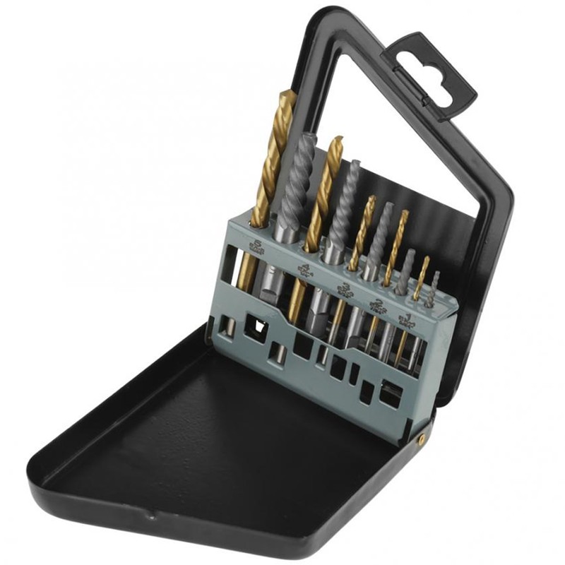 10Pcs Screw Extractor and Left Hand Cobalt Drill Bits Set