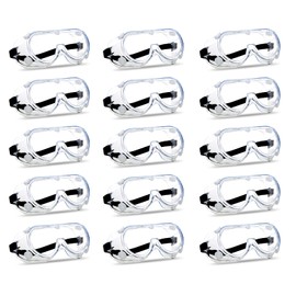 WORLDWIDETRADERS Worldwide traders (15 PCS) Anti-Fog Protective Safety Goggles Clear Lens Wide-Vision Adjustable Chemical Splash Eye Protection Soft Lightweight Eyewear