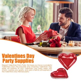 mdgfge Red Heart Shaped Dessert Plates Disposable Valentine's Day Paper Plates Decorations Party Plates Supplies for Wedding Love Anniversary Graduation Holiday Birthday Party (9inch,20 Pcs)