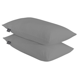 DRAPES & DECOR 100% Egyptian Cotton Housewife Pillowcases 2 Pack, Hotel Quality Luxury Pillow covers/Pillowcase 2 pack crafted from 200 Thread Count Percale (Silver/Grey)