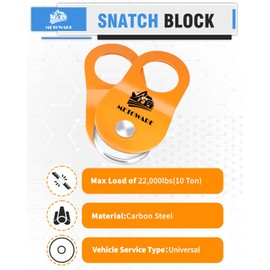 METOWARE Offroad Recovery Kit - 10 Ton Heavy Duty Winch Snatch Block Pulley, 3" x8' Tree Saver Strap and 2pk 3/4" D Ring Shackles