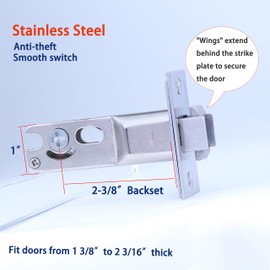 Dontay 2 Pack Pocket Door Privacy Lock, Flush Handles, 2-3/8" Backset, (Bed/Bath) Latch, Recessed Knob, Hardware for 1 3/8” to 2 3/16” Thickness Door (Excluding Edge Pull, Brushed Nickel, Round)