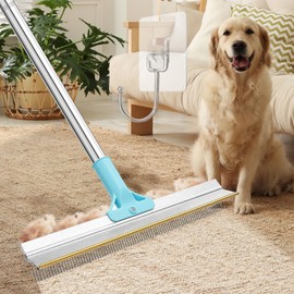 Transni Carpet Rake for Pet Hair Removal, 67'' Adjustable Handle Carpet Rake Cat Dog Hair Remover, Reusable Long Handle Pet Hair Removal Tool, Removal Broom for Rugs, Mats, Couch, Furniture