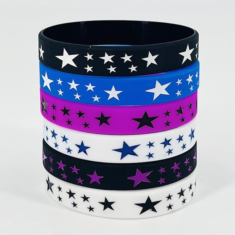 POYAMUSE 6pcs Y2K Star Silicone Bracelets Set – Emo Rubber