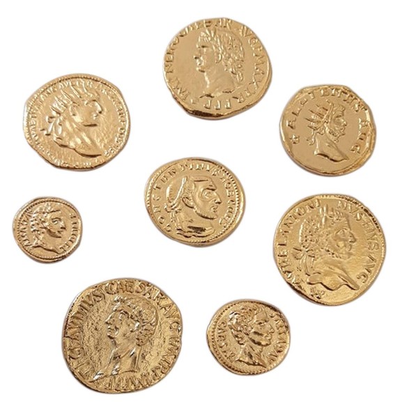 Eurofusioni Roman Imperial Gold Plated Coins - Set of 8 Emperors Ancient Rome