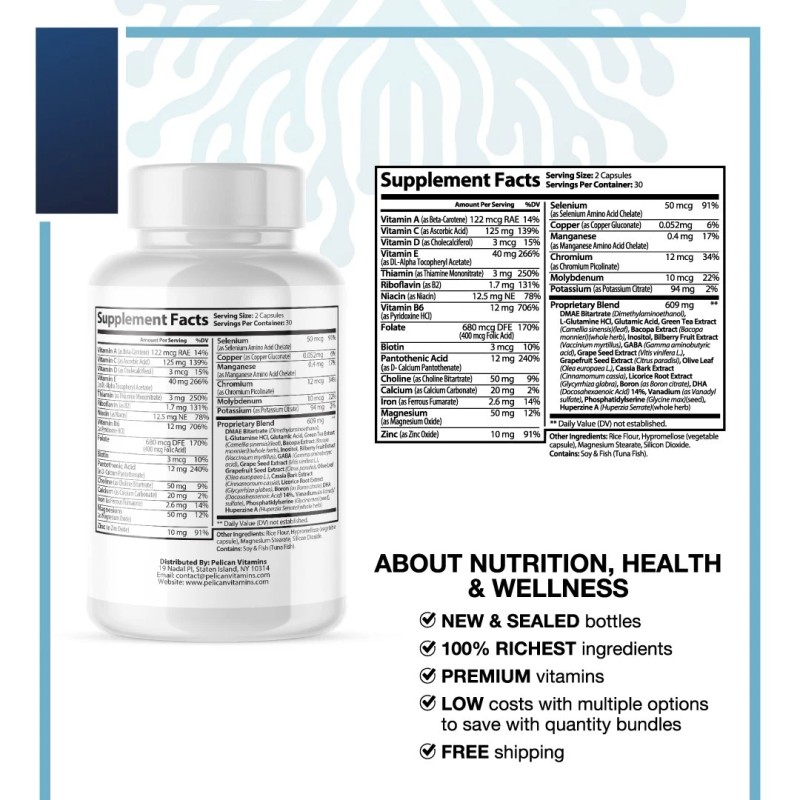 Pelican Vitamins ProNervium- Nerve Support- 4 Bottles- 240 Capsules