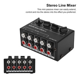 Stereo Mixer Passive 4 Channel Audio Line Mini RCA Portable for Computer Phone Tablet