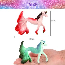 Doyomtoy Seahorse Elf Toy Figure Sea Family, Pack of 2 Underwater Horse Mythical Pegasus Model Magic Energy Creature Solid Coloured Seahorse