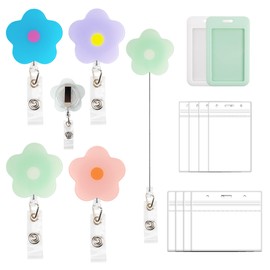 TROMEE 4 ausziehbare Blumen Ausweishalter Ausweishülle Kartenhülle Kartenhalter mit 8 transparenten Ausweishüllen und 2 weißen ABS-Hüllen ID Card Holder for Nurse krankenschwester zubehör