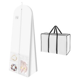 Svaldo Wedding Dress Garment Bags, White, 70x24x16"/Pack of 1, Portable
