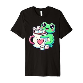 Kawaii Frog Hot Chocolate Marshmallow Premium T-Shirt