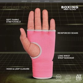 Farabi Boxing Inner Gloves Hand Wraps Gel Easy Wraps Protector Gloves Adult Pair (Pink, S/M)