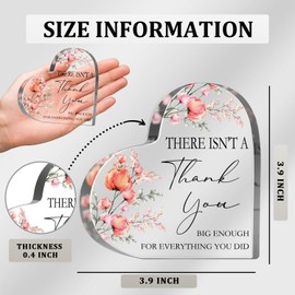 Thank You Presents for Women Men, Office Desk Decor Motivational, Inspirational Acrylic Heart Plaque, Coworkers Appreciation Gifts, Thank You for Everything You Did Sign