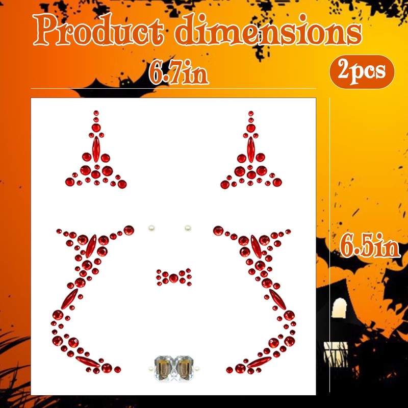 4Pcs Halloween Face Gems Jewels Makeup Day of the Dead
