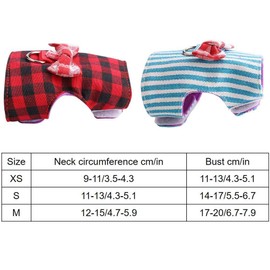 2Pcs Hamster Harness, Red Grid + Blue Stripes Small Animal Outdoor Walking Vest Chest Strap with Traction Rope for Rabbit Squirrel Bunny Ferret Guinea Pig