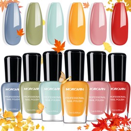 Morovan Set De Esmaltes De Uñas Kit De Esmaltes De Secado Rápido Para Otoño, Color Naranja Otoñal, Paquete Regular De 7 Ml (0.25 Oz), Esmalte...      
