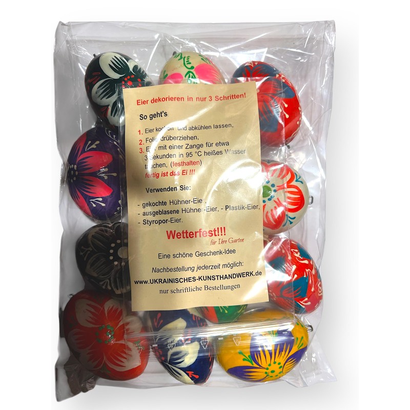 12 Wooden Easter Eggs Hand Painted with Hanger Handmade from