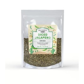 Unpretentious Dried Diced Jalapeno, 1 lb, Mild to Medium Heat, 5,000 to 15,000 SHU, Southwestern Cuisine