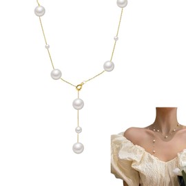 ZHEJIA Pearl Necklace Long Necklace Pearl Necklace Long Adjustable Length Popular Accessory Fashionable Party Wedding Invitation Mother's Day Graduation Ceremony Entrance Ceremony Banquet Ladies