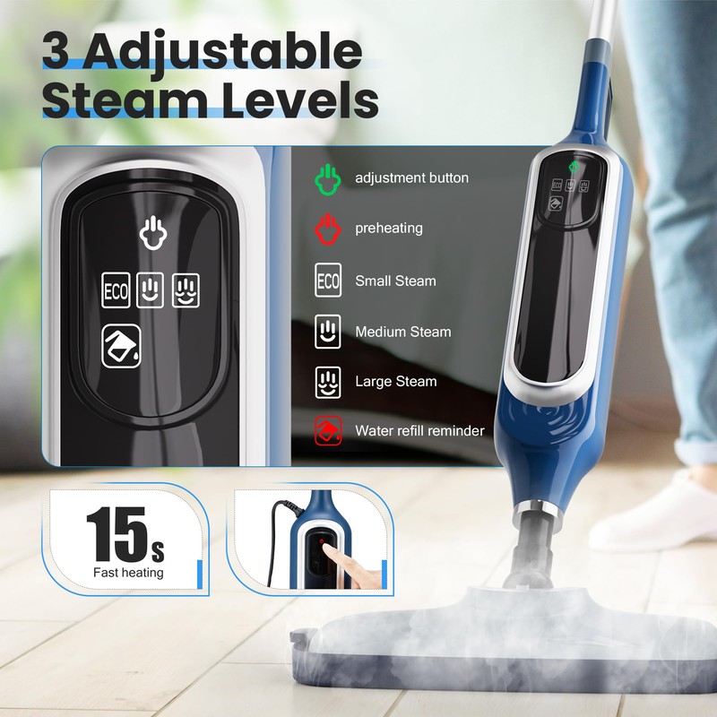 Sapodilla 12 in 1 Steam Mop, Detachable Handheld Steam Cleaner