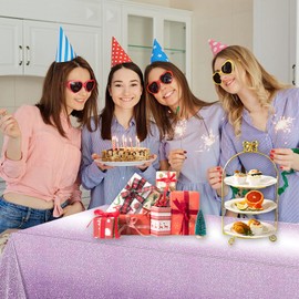 OQOQ Gradient Dots Plastic Tablecloth(4 Pack, Purple Yellow Blue Rosegold) - 54x108 inches Disposable Table Cloth Party Decorations Multicolour Table Cloth for Anniversary Birthday Baby Shower Party