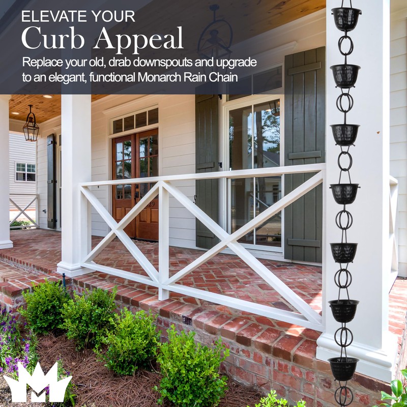 Monarch Rain Chains Aluminum Hammered Cup Rain Chain, 8.5 ft