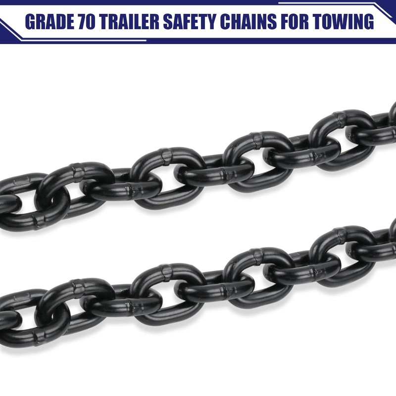 JEXTRA 1/4" x 35" Grade 70 Trailer Safety Chain, Clevis