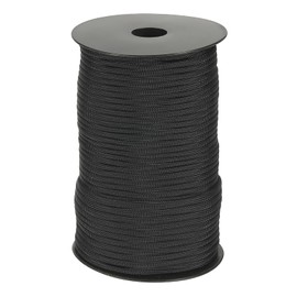 sourcing map 550 Paracord 200 Feet, 4mm 7 Strand Parachutes Cord Spool Survival Strong Rope String for Camping Hiking Fishing, Black
