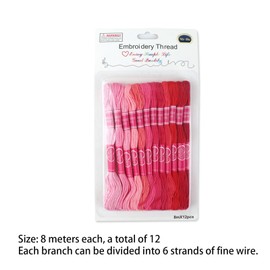 12pcs Gradient Embroidery Thread Red Cross Stitch Threads 8M,Polyester Thread for Sewing,Knotting and Crafting