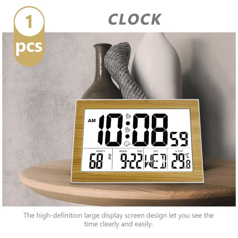 Beavorty 1pc Perpetual Calendar Desk Clock Alarm Clock Thermometer Student