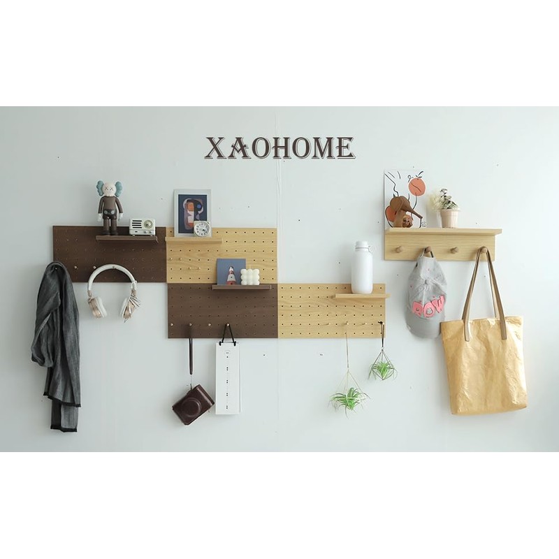 XAOHOME Wooden Pegboard, Sturdy Peg Board for WallsModular Grid Organizer,