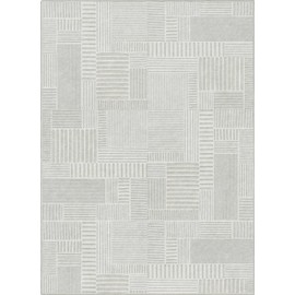 Well Woven Apollo Elemental Granite Light Grey Geometric Area Rug – Stain-Resistant, Durable 5'3" x 7'3' Rug for Living Room, Bedroom and Dining Room