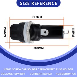 Innfeeltech 10pcs Screw Cap Solder Cap Mounted Fuse Holder Base for 5x20mm Fuse
