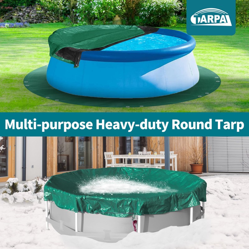 TARPAL 12ft Heavy Duty Round tarp Waterproof with Accessories 10mil