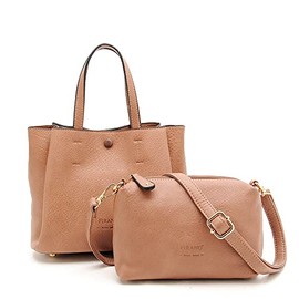 FIRANO A402168 Women's Arno Label 3 Room 2-Way Tote Bag with Mini Bag, brown (mocha)