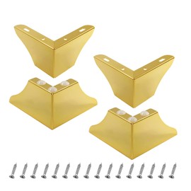 Cionyce 4 Pack Furniture Legs 3 Inch Height, Minimalist Design Furniture Feet Metal Sofa Legs Replacement for Sofa Coffee Table Cupboard Cabinet TV Stand Feet, Gold, 4.5 Inch Length