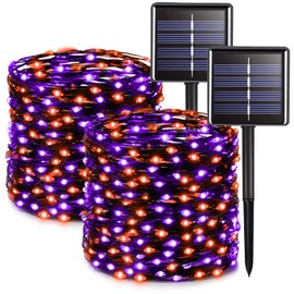 JMEXSUSS 2 Pack Solar Fairy Lights Color Changing, White and Multicolor 100 LED 33ft Solar String Lights Outdoor Waterproof, 11 Modes Copper Wire Solar Christmas Lights