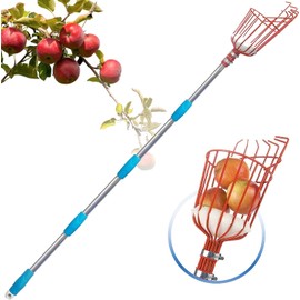 TAILERNRUYE Adjustable Fruit Picker with Telescoping Handle and Basket, 5.5ft - Ideal for Apple, Orange, Avocado, Lemon, Pear, and Mango Harvesting