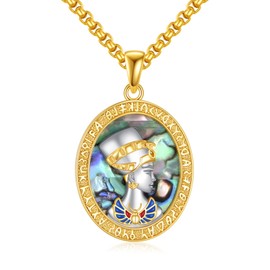 ANGSAU Nefertiti Necklace for Women 925 Sterling Silver Nefertiti Pendant Necklace Egyptian Jewelry Gifts for Women Men