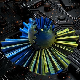 TIMCHESS Gearsphere - The Steampunk Whirling Wonder Fidget Gear Balls, Gear Sphere Fidget, 3D Gear Rotating Ball, 3D Printed Gear Balls, Stress Ball for Anxiety Relaxing (Blue Golden)