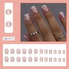 24 Uñas Postizas Cuadradas Con Punta Francesa, Uñas Postizas Con
