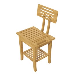 AIIT Bamboo Shower Bench with Storage Shelf, 28.9" H, Waterproof Shower Chair, Shower Chair for Inside Shower, Bath Chair Suitable for The Elderly, Disabled