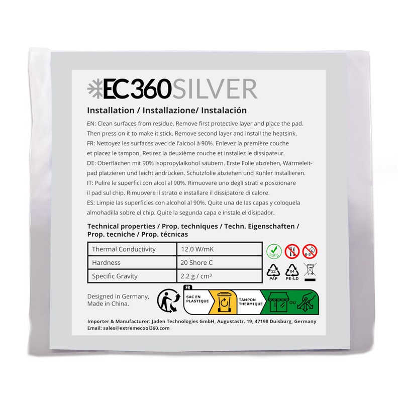 EC360 Silver 12W/mK Thermal Pad 50 x 50 x 2.0