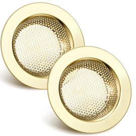 Retisee 2 Pcs Sink Strainer Stainless Steel Kitchen Sink Drain Strainer Basket Cover Mesh Hair Food Catcher, Large Wide Rim of 4.4 Diameter(Gold)