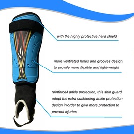 Soccer Football shin Guards with Low-Profile Flexible Super Protection ,Great for Adult ,Youth, Junior (Blue/Black, M)