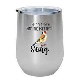 Flairy Land Bird Lover Silver Edition Wine Tumbler 12oz - Prettiest song - Hummingbird Nest Cage Parrot Dad Gardening Outdoor Birdwatcher Feeder