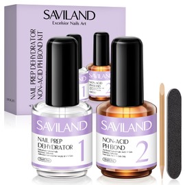 SAVILAND Nail Primer No Lift: 2024 Acid Free Primer Nail Prep Bond with Vitamin E Ingredient Castor Oil for Gel Acrylic Dip Nails, Ultra-Strong Adhesion Protein Nail Bond Nail Supplies Home Salon
