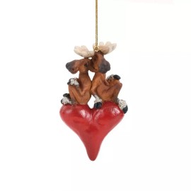 Big Sky Carvers It's a Moose Life Sweethearts heart Ornament