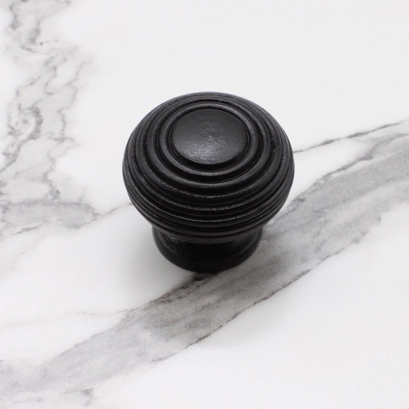 Infinity Decor Ebonised Reeded Wooden Beehive Large Cupboard Knob Interior